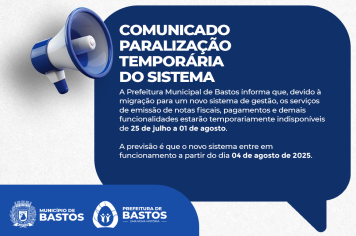 Atenção: Paralização temporária do sistema!